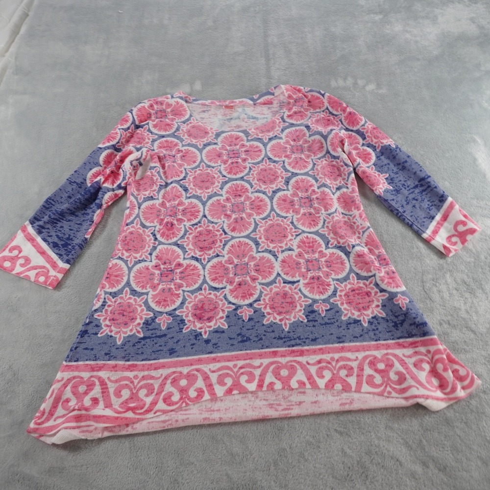 Before + Again Boho Tunic Top Womens M Geometric Waffle Thermal Long Sleeve - Picture 10 of 12